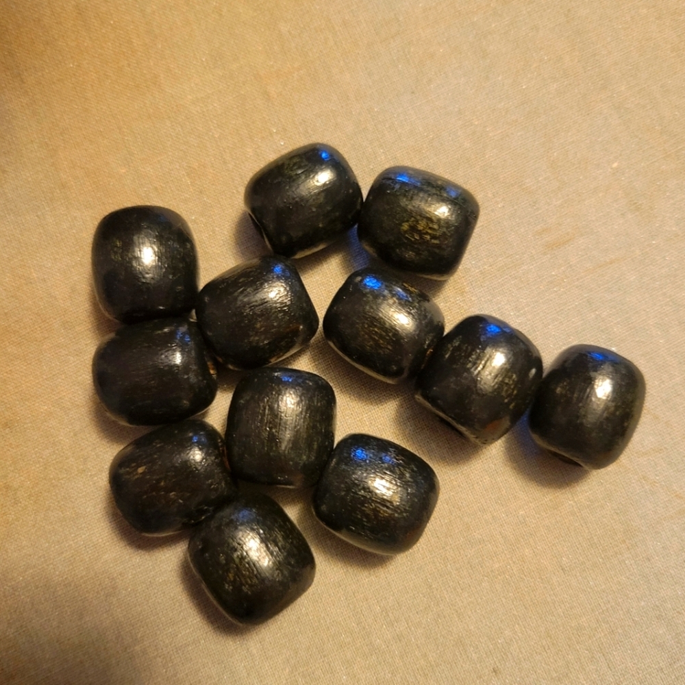 Black Wooden Beads For Macrame or other Crafts 12st